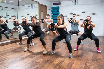 Group of people in a fitness class