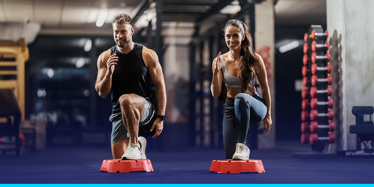 Man and woman working out together